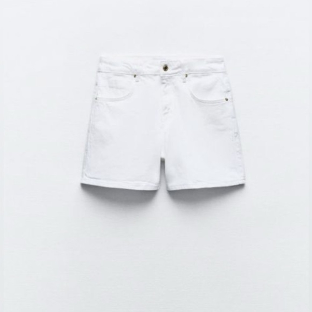 ZARA High Rise White Denim Shorts